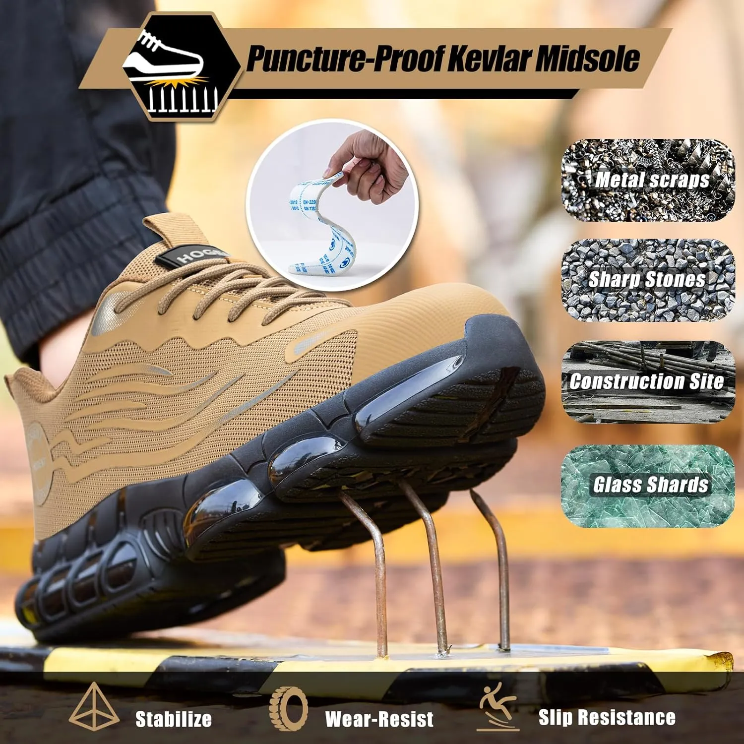 Steel Toe Shoes for Men Women Composite Toe Work Sneakers Indestructible Safety Tennis Shoes Lightweight Breathable Construction Sneakers Puncture Proof Air Cushion Ergonomic Design