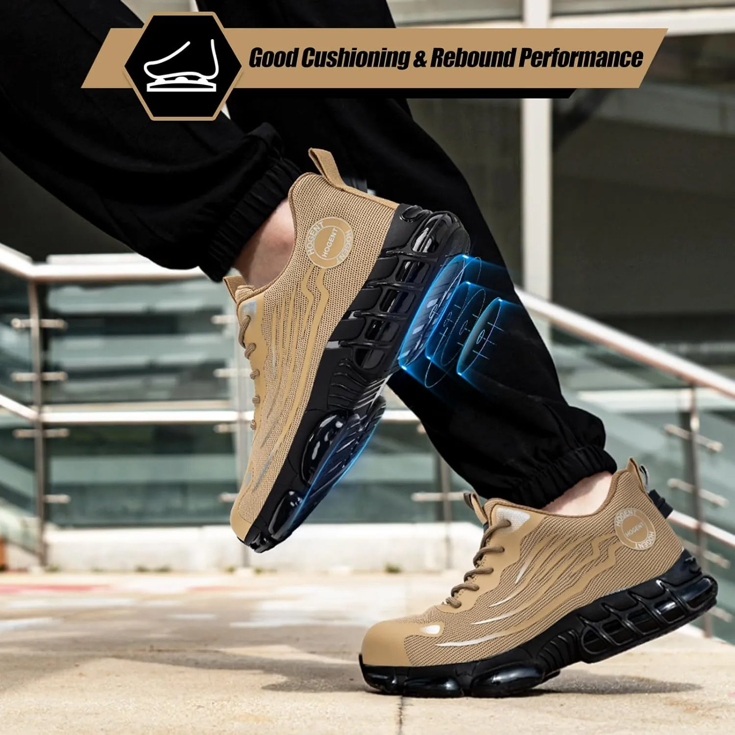 Steel Toe Shoes for Men Women Composite Toe Work Sneakers Indestructible Safety Tennis Shoes Lightweight Breathable Construction Sneakers Puncture Proof Air Cushion Ergonomic Design