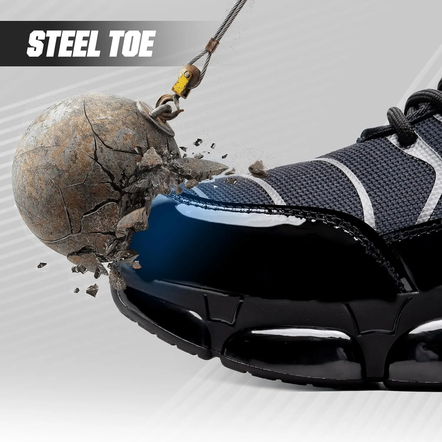 Steel Toe Shoes for Men Women Safety Work Sneakers Indestructible Comfortable Lightweight Breathable Construction Sneakers Anti Smashing Puncture Proof Air Cushion