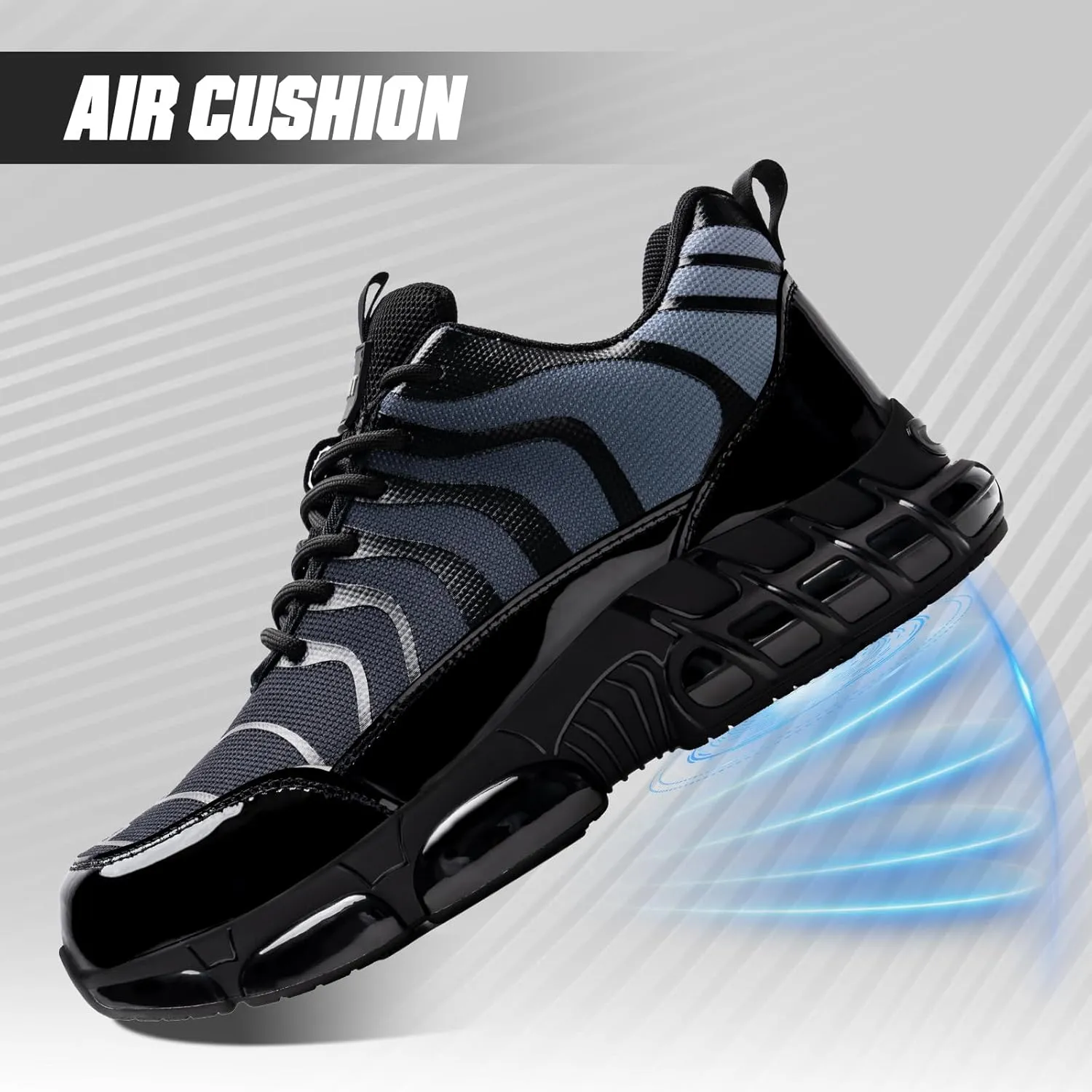 Steel Toe Shoes for Men Women Safety Work Sneakers Indestructible Comfortable Lightweight Breathable Construction Sneakers Anti Smashing Puncture Proof Air Cushion