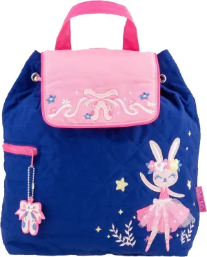 Stephen Joseph Kids' Unisex Toddler Back to School, Quilted Backpack, Ballet Bunny Dark Blue, One Size