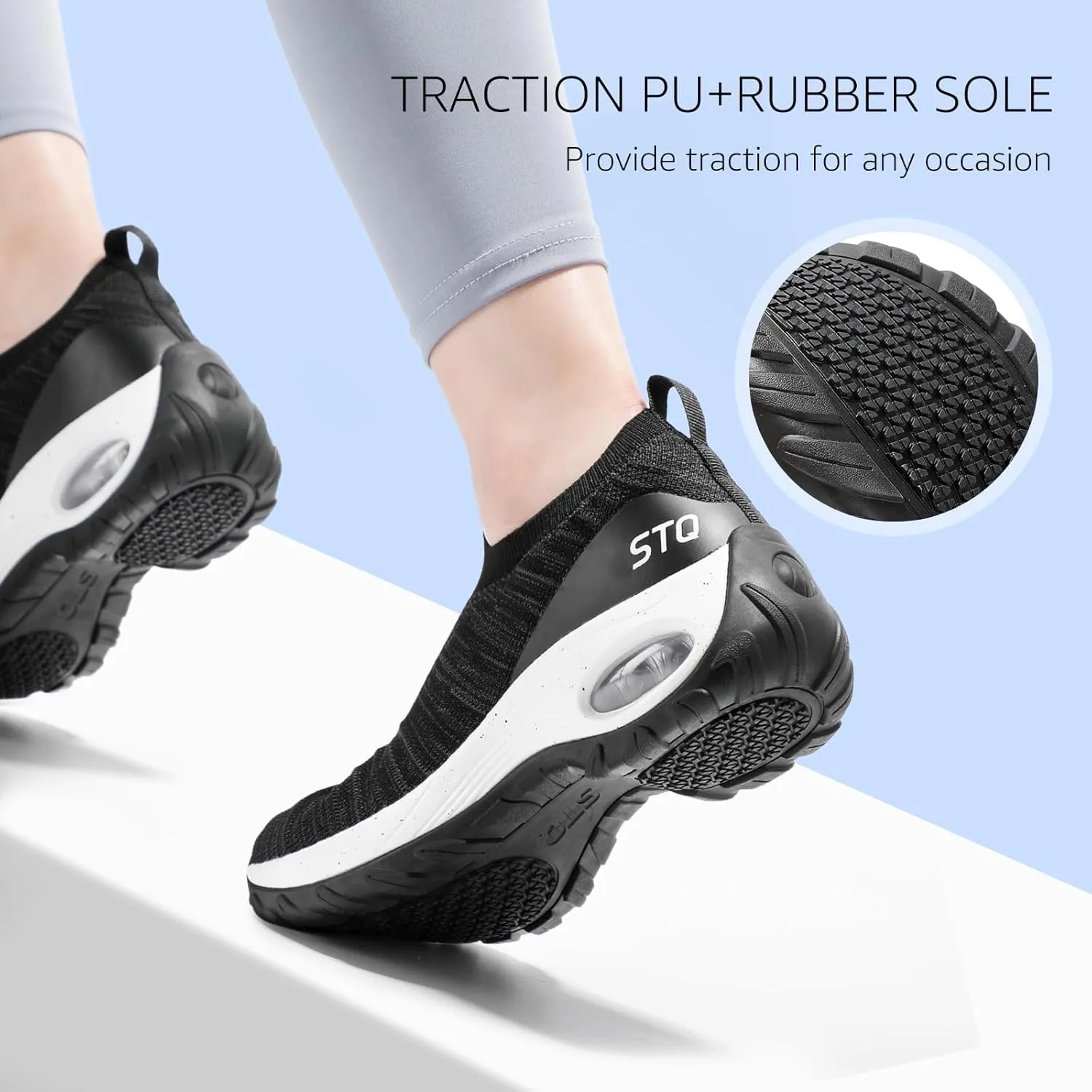 STQ Walking Shoes for Women Non Slip Work Shoes Comfort Slip on Sneakers