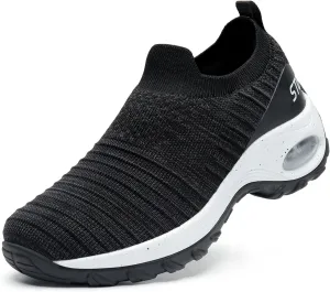STQ Walking Shoes for Women Non Slip Work Shoes Comfort Slip on Sneakers