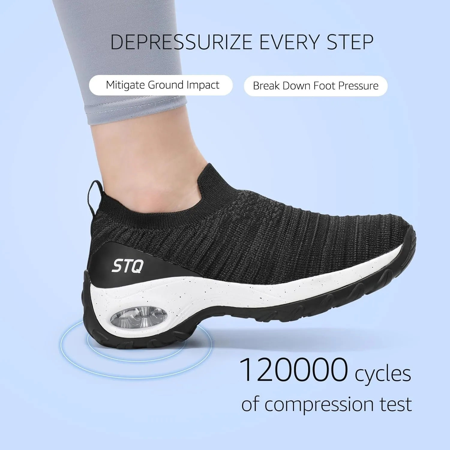 STQ Walking Shoes for Women Non Slip Work Shoes Comfort Slip on Sneakers