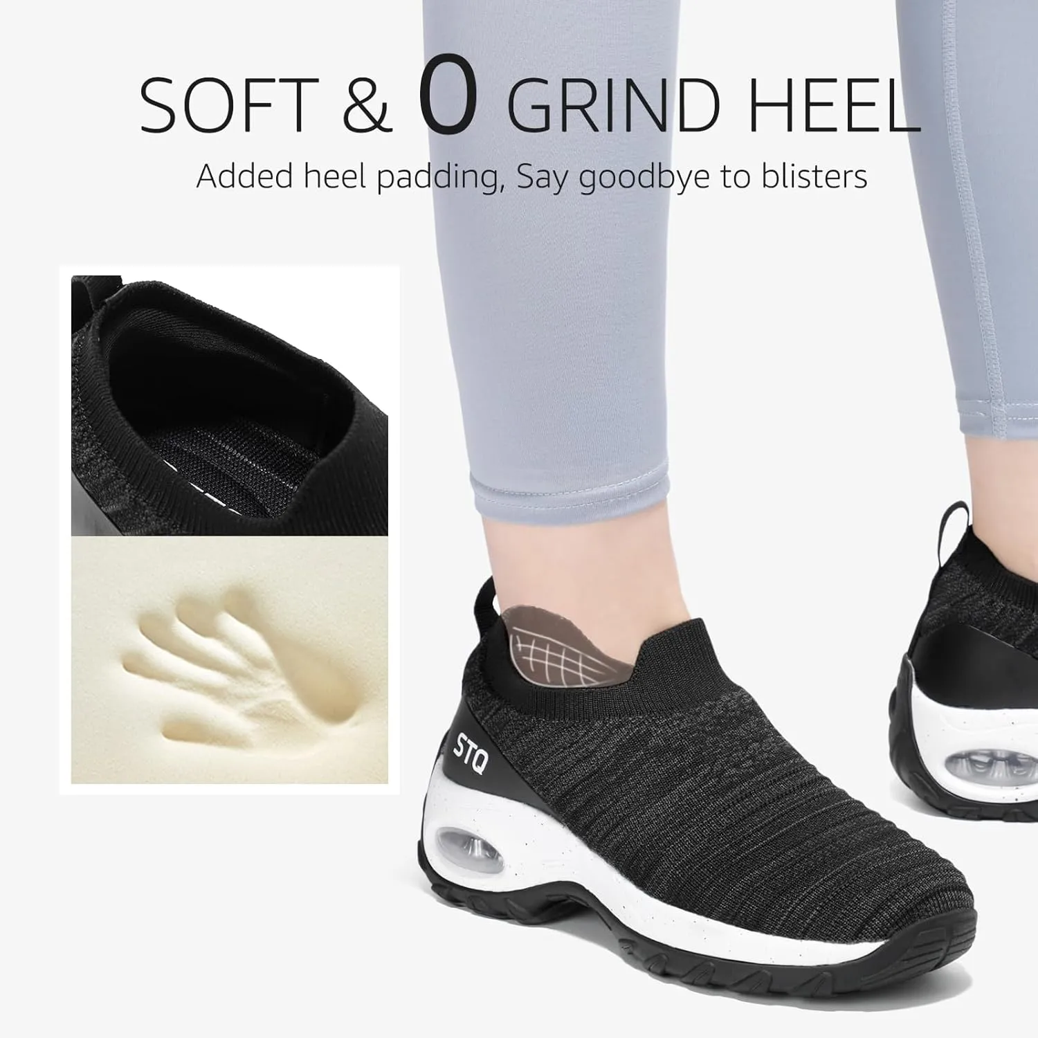 STQ Walking Shoes for Women Non Slip Work Shoes Comfort Slip on Sneakers