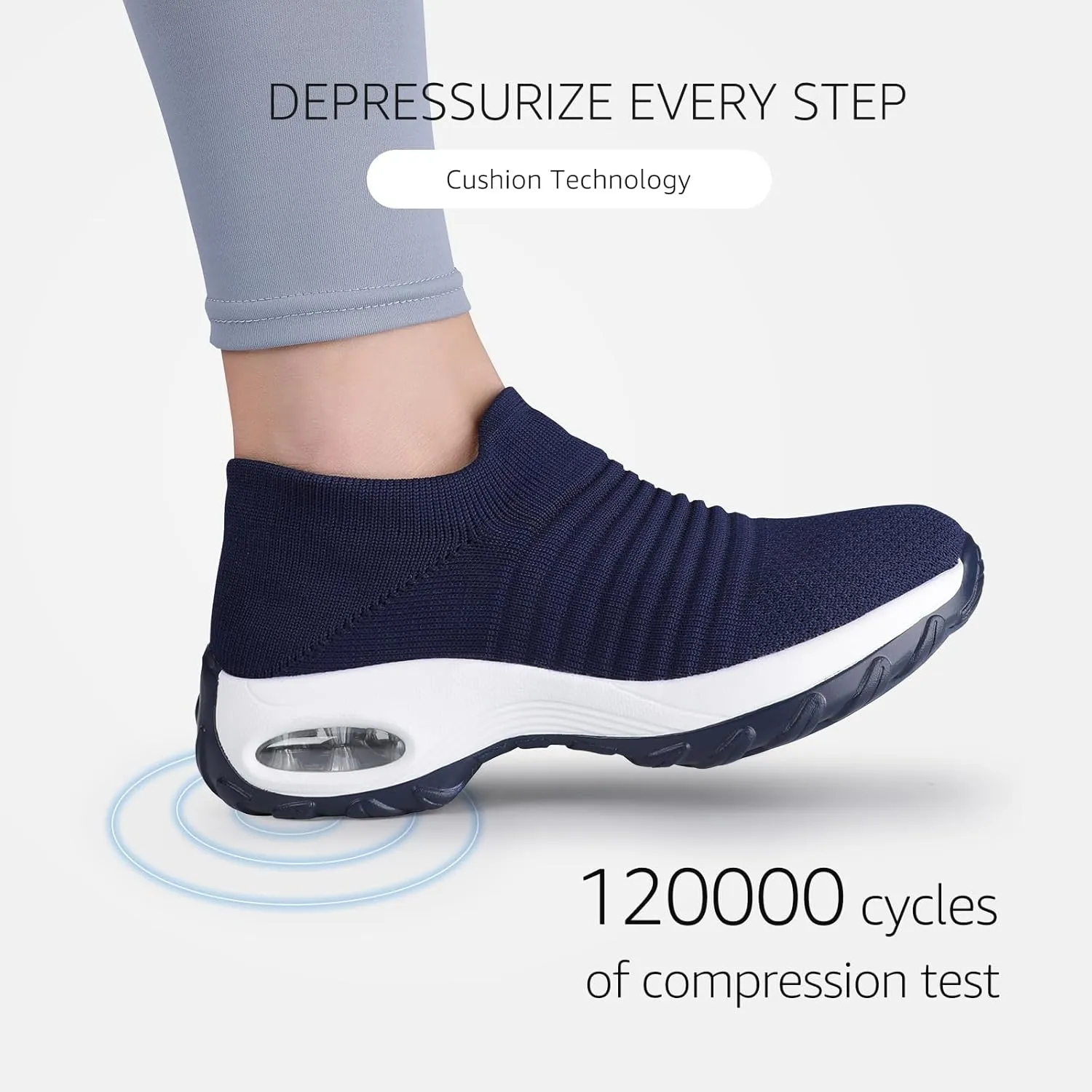 STQ Walking Shoes Women Slip on Sneakers Non Slip Work Air-Cushion Arch Support Tennis Plantar Fasciitis Orthopedic Breathable Mesh Comfortable Ladies Nursing
