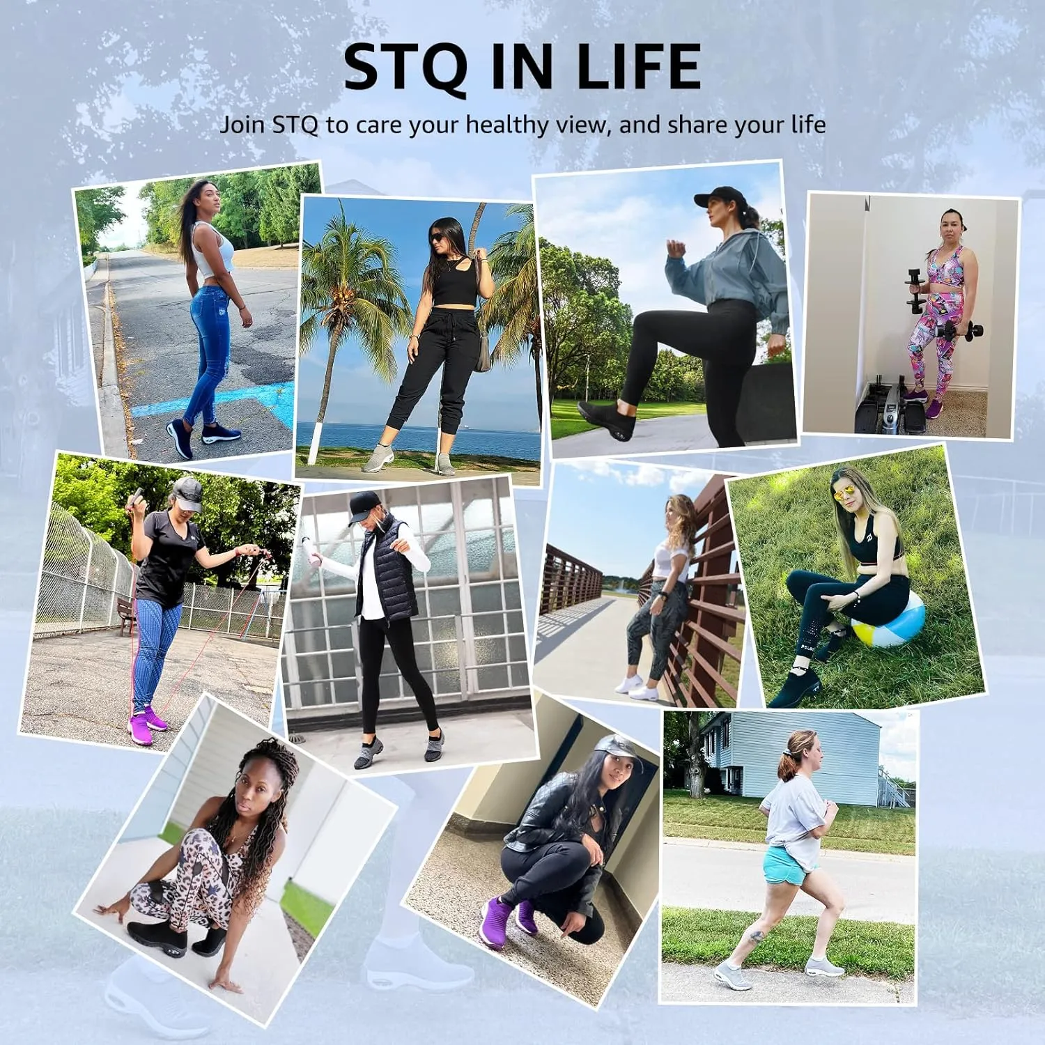 STQ Walking Shoes Women Slip on Sneakers Non Slip Work Air-Cushion Arch Support Tennis Plantar Fasciitis Orthopedic Breathable Mesh Comfortable Ladies Nursing