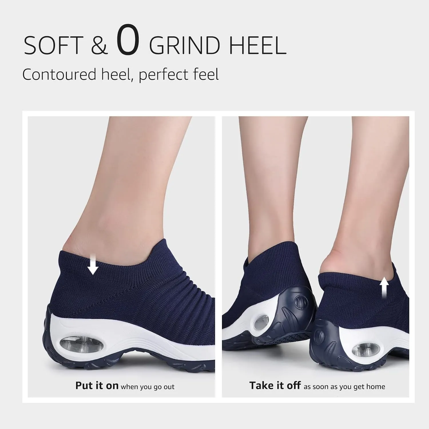 STQ Walking Shoes Women Slip on Sneakers Non Slip Work Air-Cushion Arch Support Tennis Plantar Fasciitis Orthopedic Breathable Mesh Comfortable Ladies Nursing