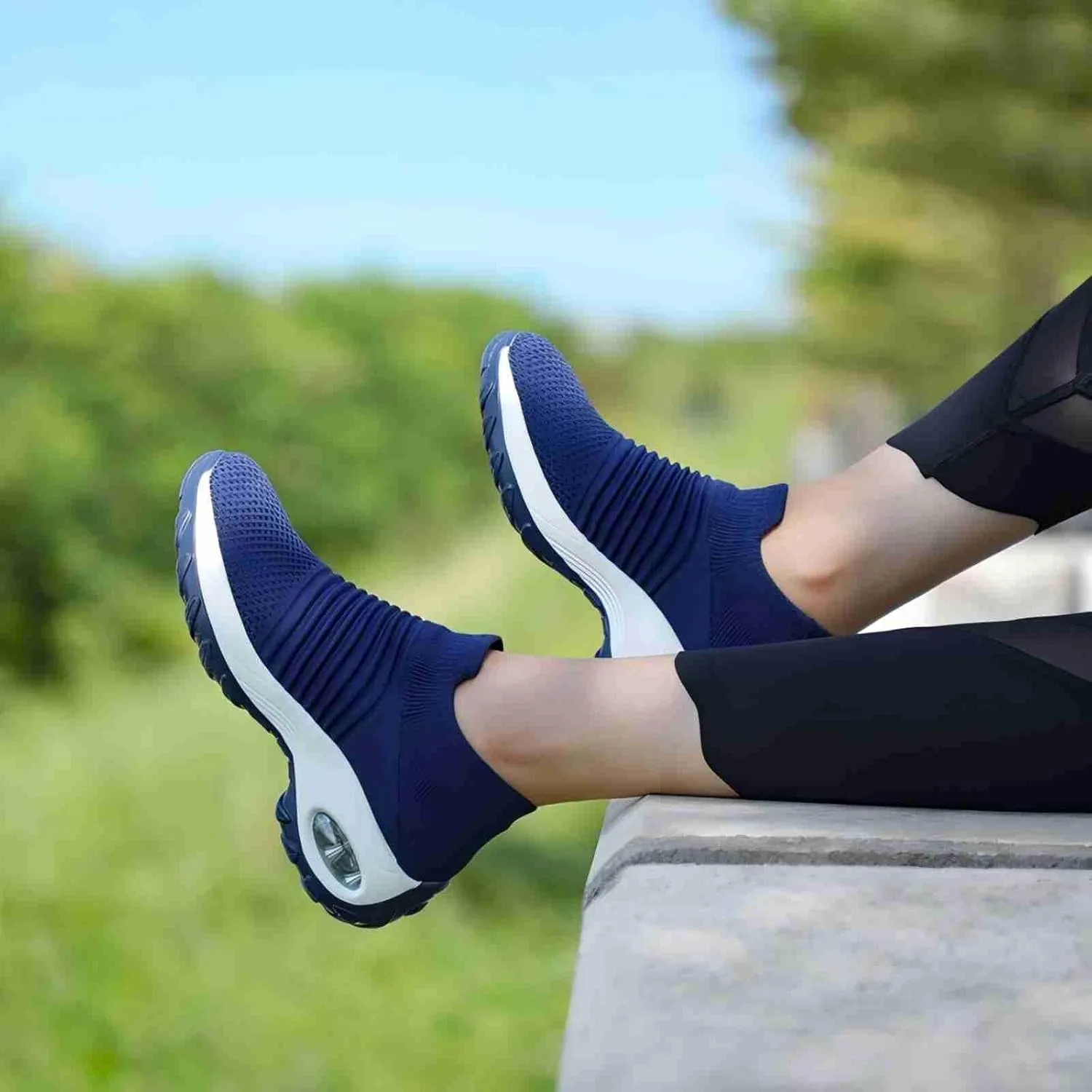 STQ Walking Shoes Women Slip on Sneakers Non Slip Work Air-Cushion Arch Support Tennis Plantar Fasciitis Orthopedic Breathable Mesh Comfortable Ladies Nursing