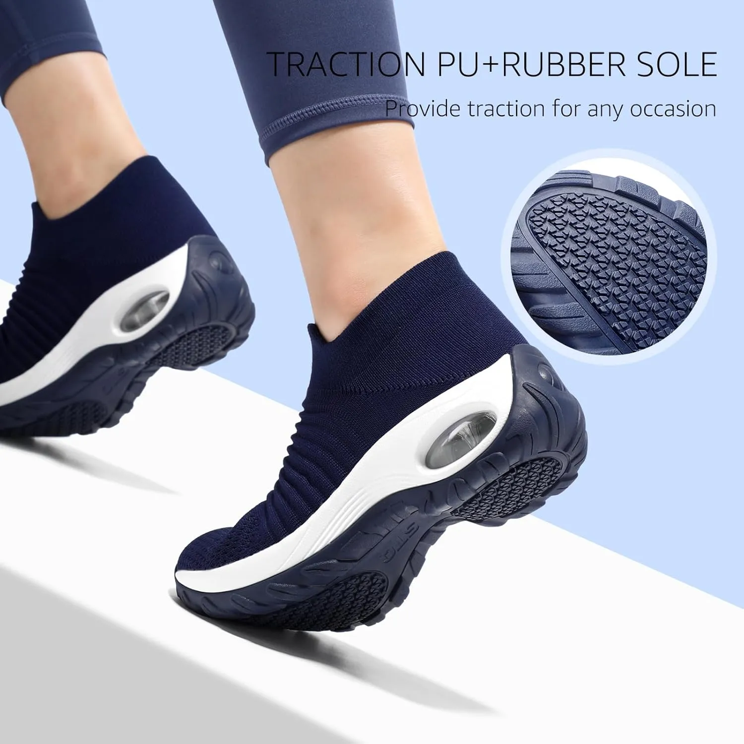 STQ Walking Shoes Women Slip on Sneakers Non Slip Work Air-Cushion Arch Support Tennis Plantar Fasciitis Orthopedic Breathable Mesh Comfortable Ladies Nursing