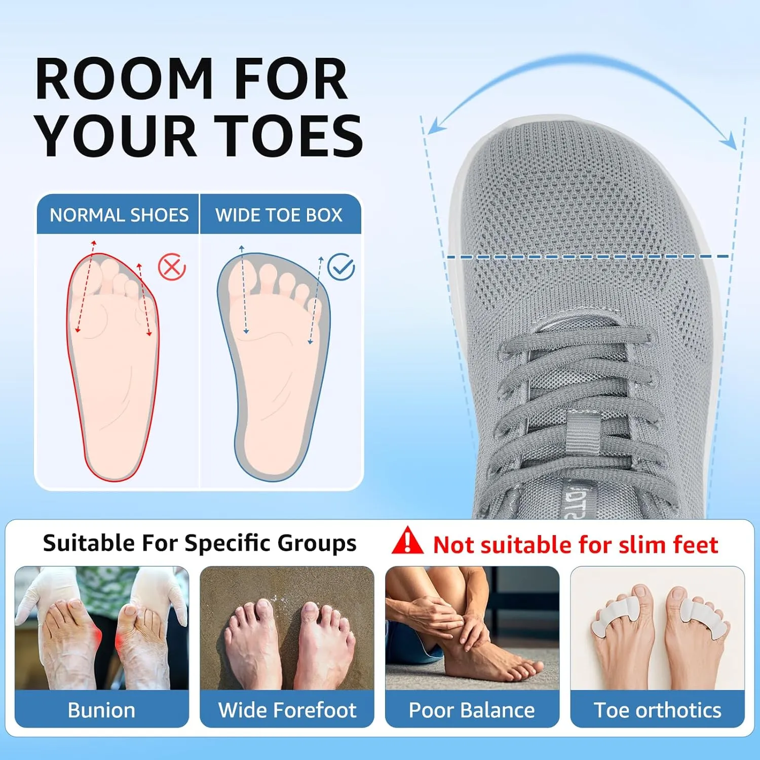 STQ Wide Toe Box Walking Shoes Women Orthopedic Swollen Feet Diabetic Tennis Running Sneakers for Plantar Fasciitis Arch Support Bunions