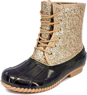 Sugar Women's Glitter Duck Boots | Stylish Lace-Up, Cozy Traction Sole | Perfect for Cold, Rainy, or Snowy Days | Trendy Booties - Skipper