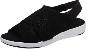 Summer Sandals for Women Platform Fashion Breathable Mesh Walking Sandals Comfortable Elastic Knit Slingback Shoes