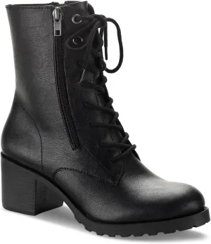 SUN STONE Womens Sheilaa Combat & Lace-Up Boots Black 7 Medium (B,M)