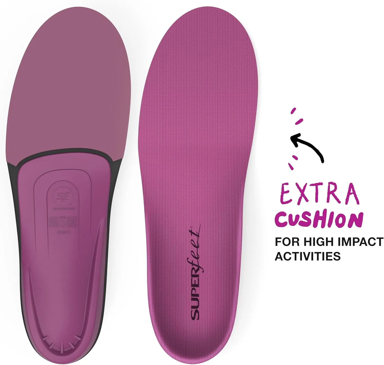 Superfeet All-Purpose Women's High Impact Support Insoles (Berry) - Trim-To-Fit Orthotic Arch Support Inserts for Women's Running Shoes - Professional Grade