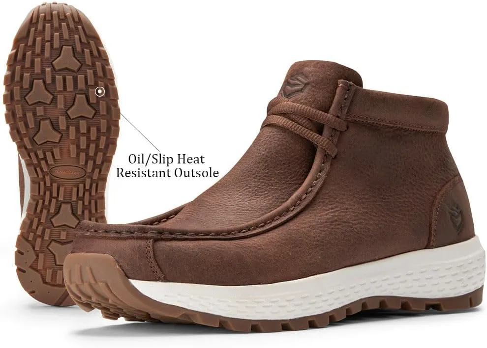 SUREWAY Men's Chukka Boots,Fashion and Comfort Driving Shoes, Leather Moc Toe Work Boots