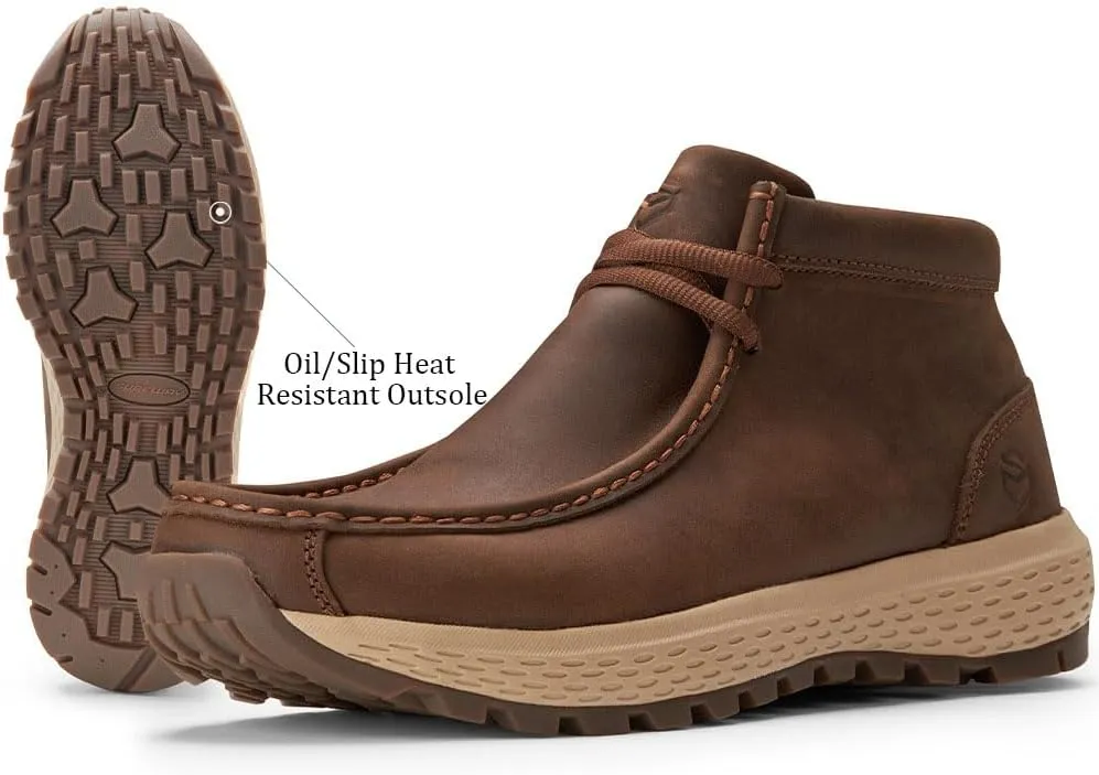SUREWAY Men's Chukka Boots,Fashion and Comfort Driving Shoes, Leather Moc Toe Work Boots