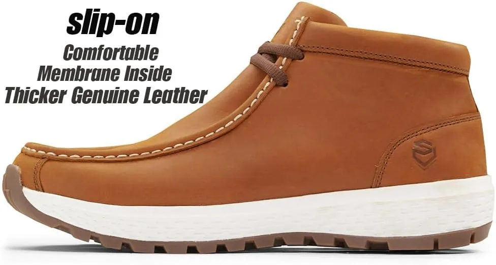SUREWAY Men's Chukka Boots,Fashion and Comfort Driving Shoes, Leather Moc Toe Work Boots