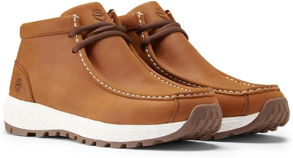 SUREWAY Men's Chukka Boots,Fashion and Comfort Driving Shoes, Leather Moc Toe Work Boots