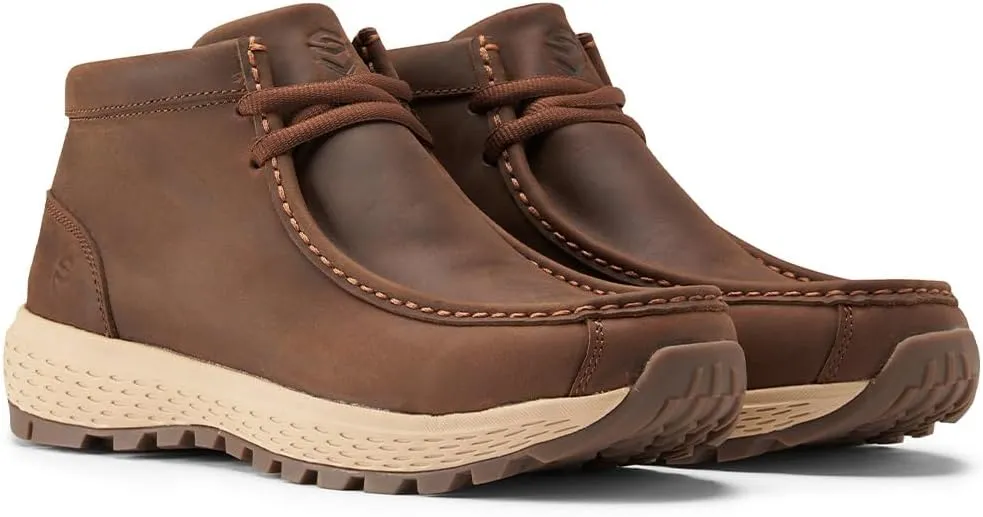 SUREWAY Men's Chukka Boots,Fashion and Comfort Driving Shoes, Leather Moc Toe Work Boots