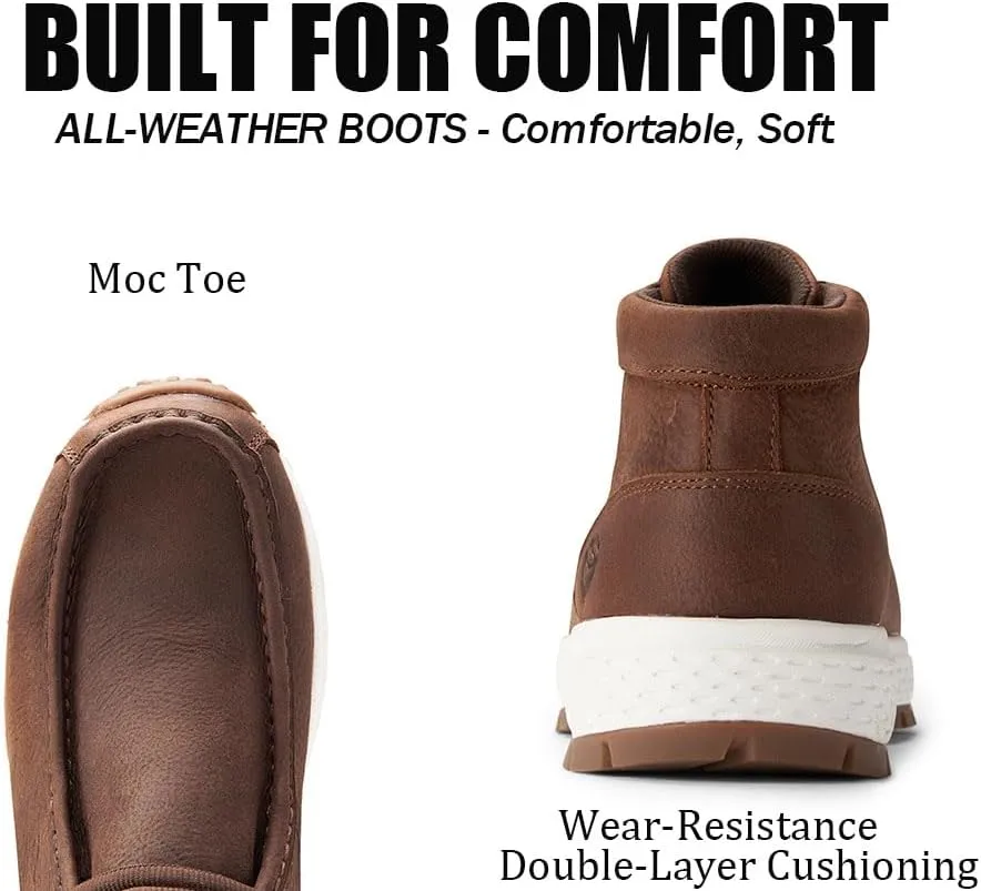 SUREWAY Men's Chukka Boots,Fashion and Comfort Driving Shoes, Leather Moc Toe Work Boots