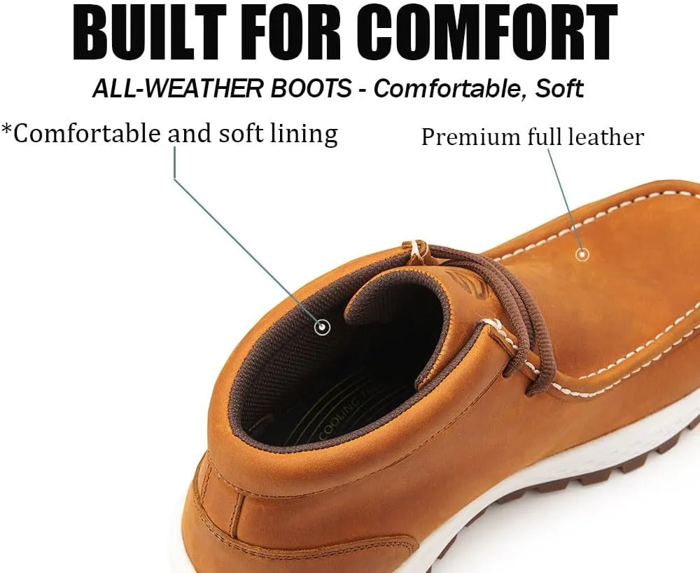 SUREWAY Men's Chukka Boots,Fashion and Comfort Driving Shoes, Leather Moc Toe Work Boots