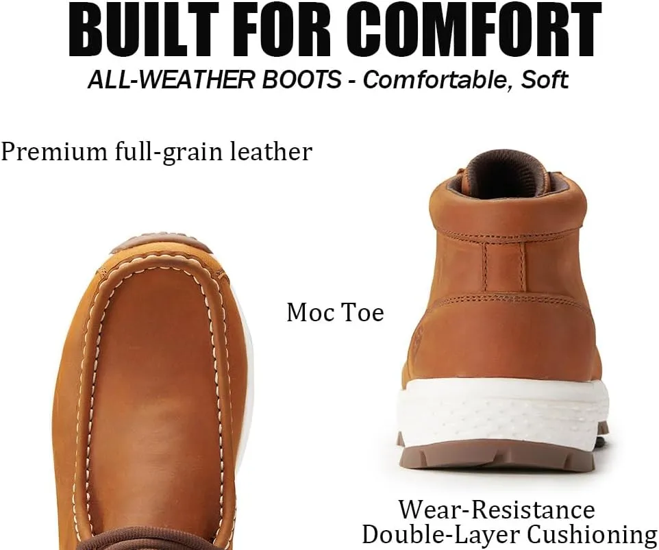 SUREWAY Men's Chukka Boots,Fashion and Comfort Driving Shoes, Leather Moc Toe Work Boots