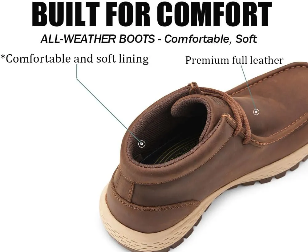 SUREWAY Men's Chukka Boots,Fashion and Comfort Driving Shoes, Leather Moc Toe Work Boots