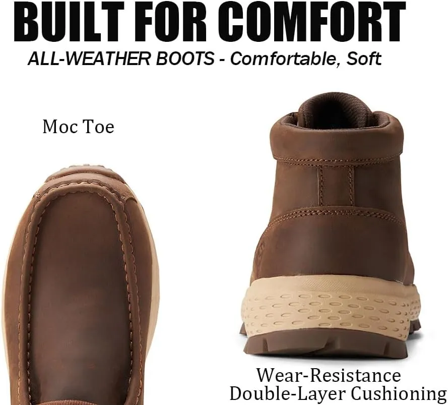 SUREWAY Men's Chukka Boots,Fashion and Comfort Driving Shoes, Leather Moc Toe Work Boots