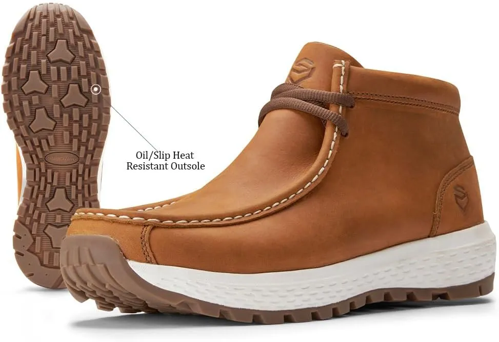 SUREWAY Men's Chukka Boots,Fashion and Comfort Driving Shoes, Leather Moc Toe Work Boots