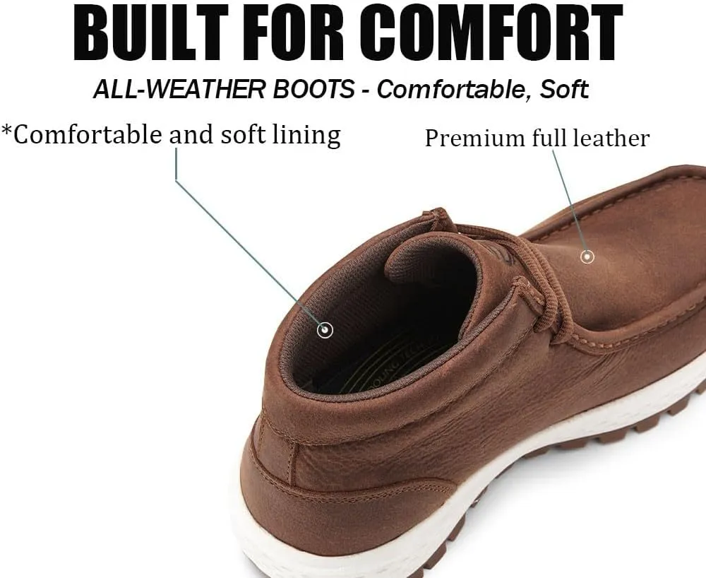 SUREWAY Men's Chukka Boots,Fashion and Comfort Driving Shoes,Lightweight Durability Leather Moc Toe Work Boots