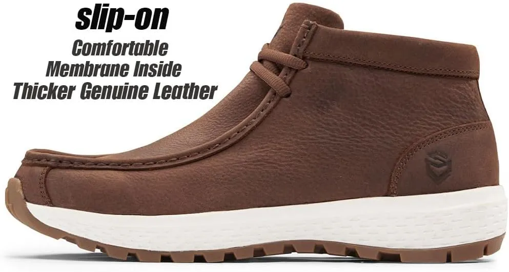 SUREWAY Men's Chukka Boots,Fashion and Comfort Driving Shoes,Lightweight Durability Leather Moc Toe Work Boots