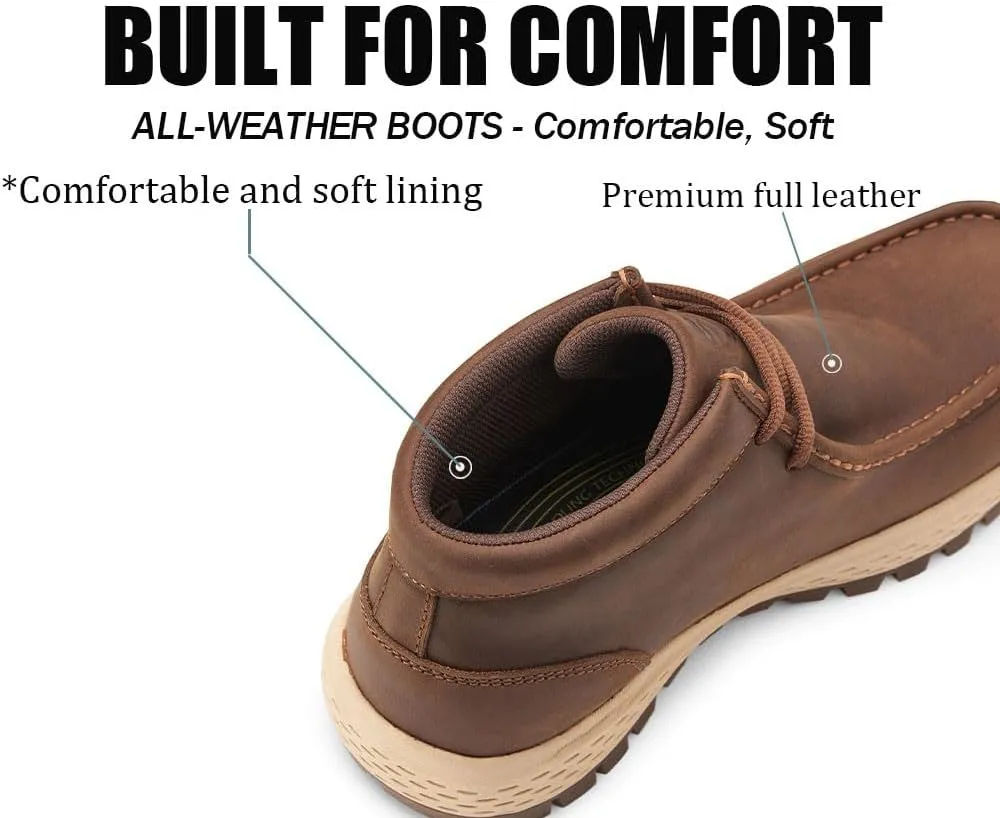 SUREWAY Men's Chukka Boots,Fashion and Comfort Driving Shoes,Lightweight Durability Leather Moc Toe Work Boots