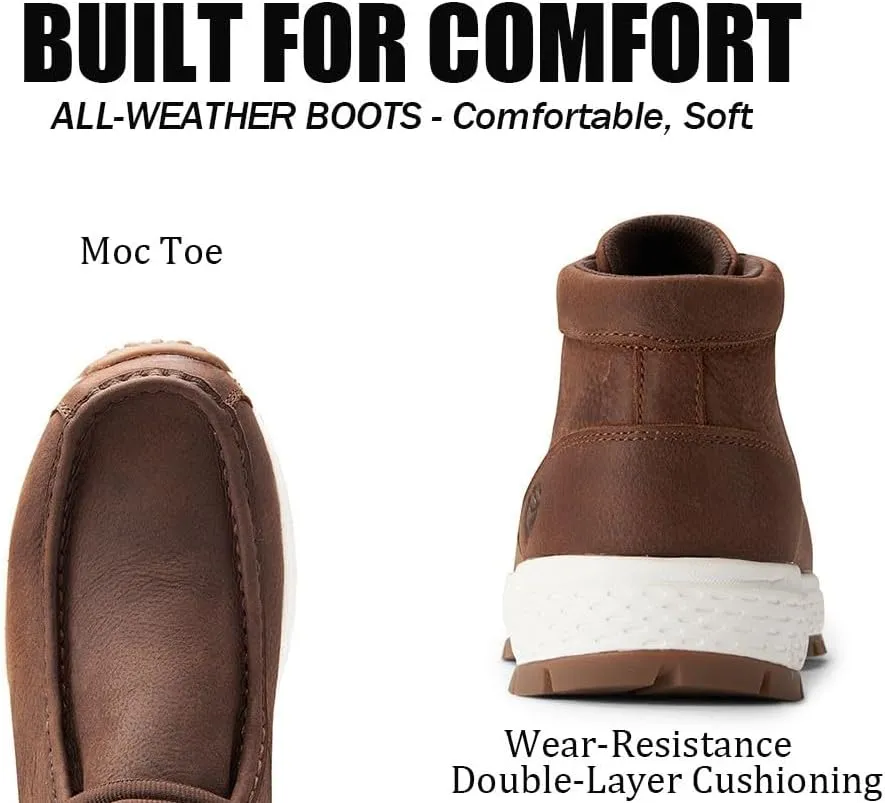 SUREWAY Men's Chukka Boots,Fashion and Comfort Driving Shoes,Lightweight Durability Leather Moc Toe Work Boots
