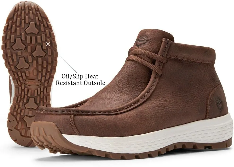 SUREWAY Men's Chukka Boots,Fashion and Comfort Driving Shoes,Lightweight Durability Leather Moc Toe Work Boots