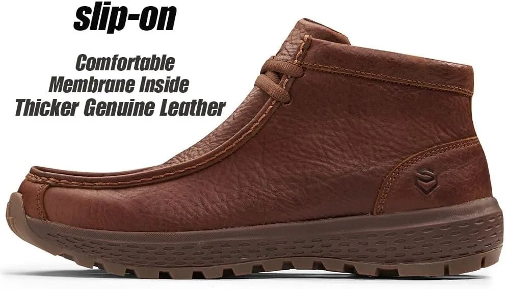 SUREWAY Men's Chukka Boots,Fashion and Comfort Driving Shoes,Lightweight Durability Leather Moc Toe Work Boots