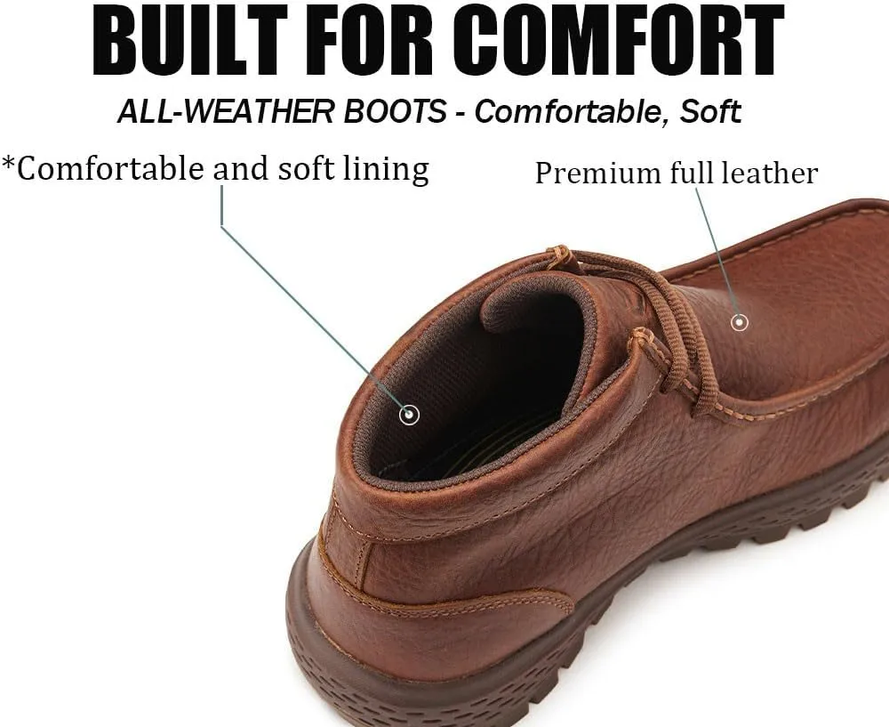 SUREWAY Men's Chukka Boots,Fashion and Comfort Driving Shoes,Lightweight Durability Leather Moc Toe Work Boots