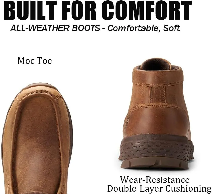 SUREWAY Men's Chukka Boots,Fashion and Comfort Driving Shoes,Lightweight Durability Leather Moc Toe Work Boots