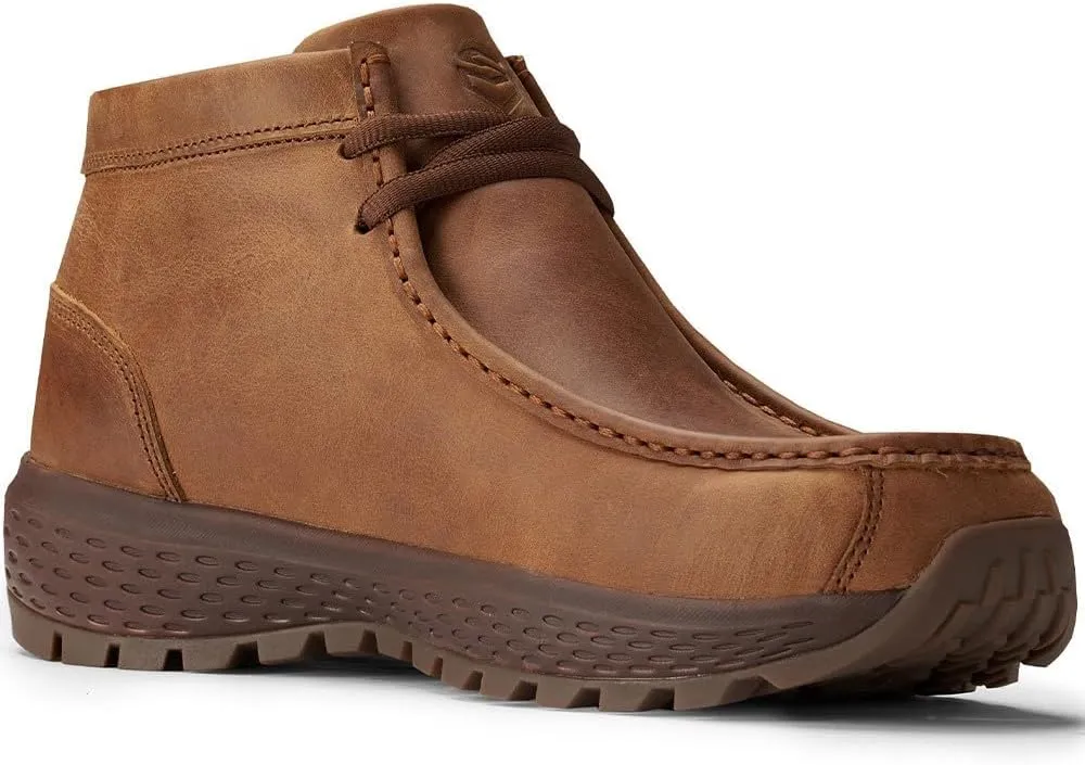 SUREWAY Men's Chukka Boots,Fashion and Comfort Driving Shoes,Lightweight Durability Leather Moc Toe Work Boots