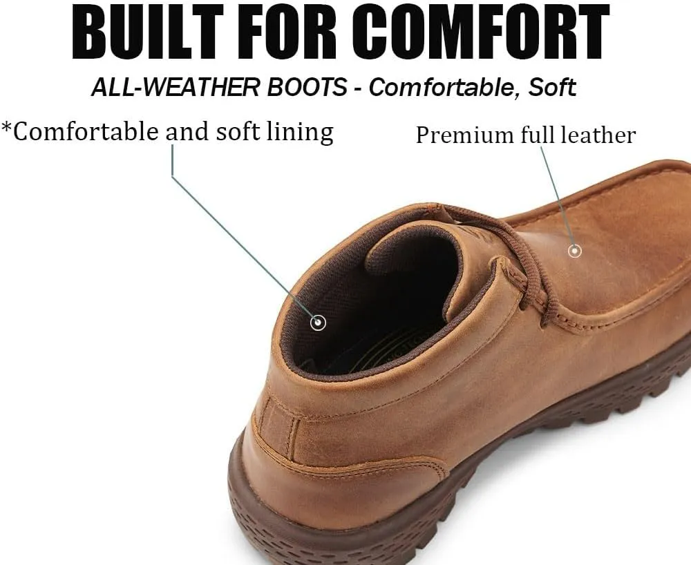 SUREWAY Men's Chukka Boots,Fashion and Comfort Driving Shoes,Lightweight Durability Leather Moc Toe Work Boots