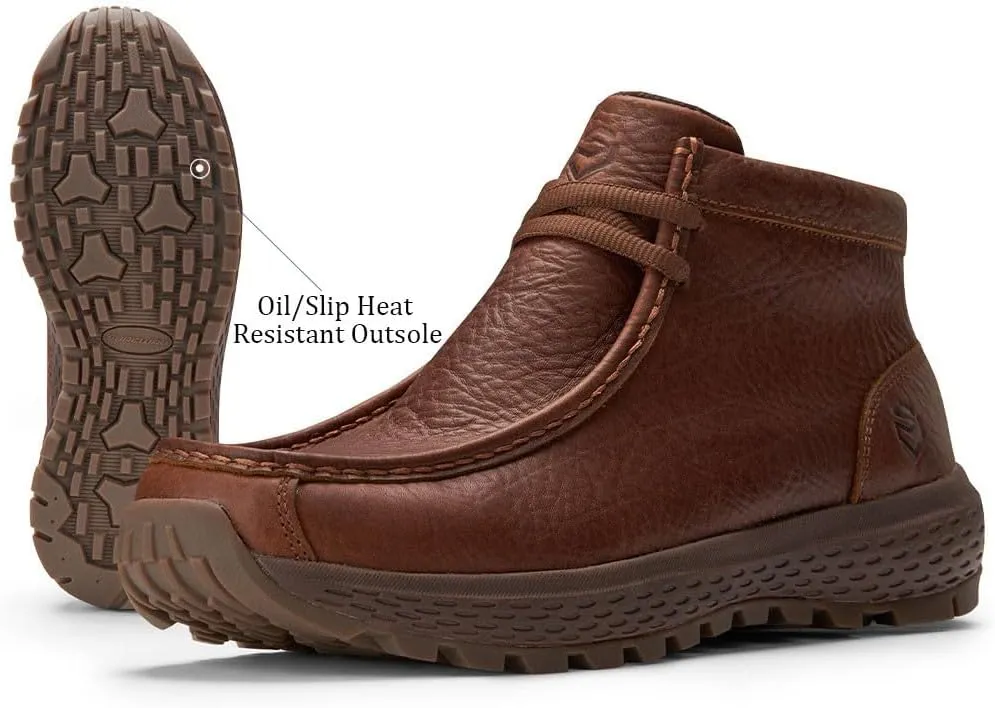 SUREWAY Men's Chukka Boots,Fashion and Comfort Driving Shoes,Lightweight Durability Leather Moc Toe Work Boots