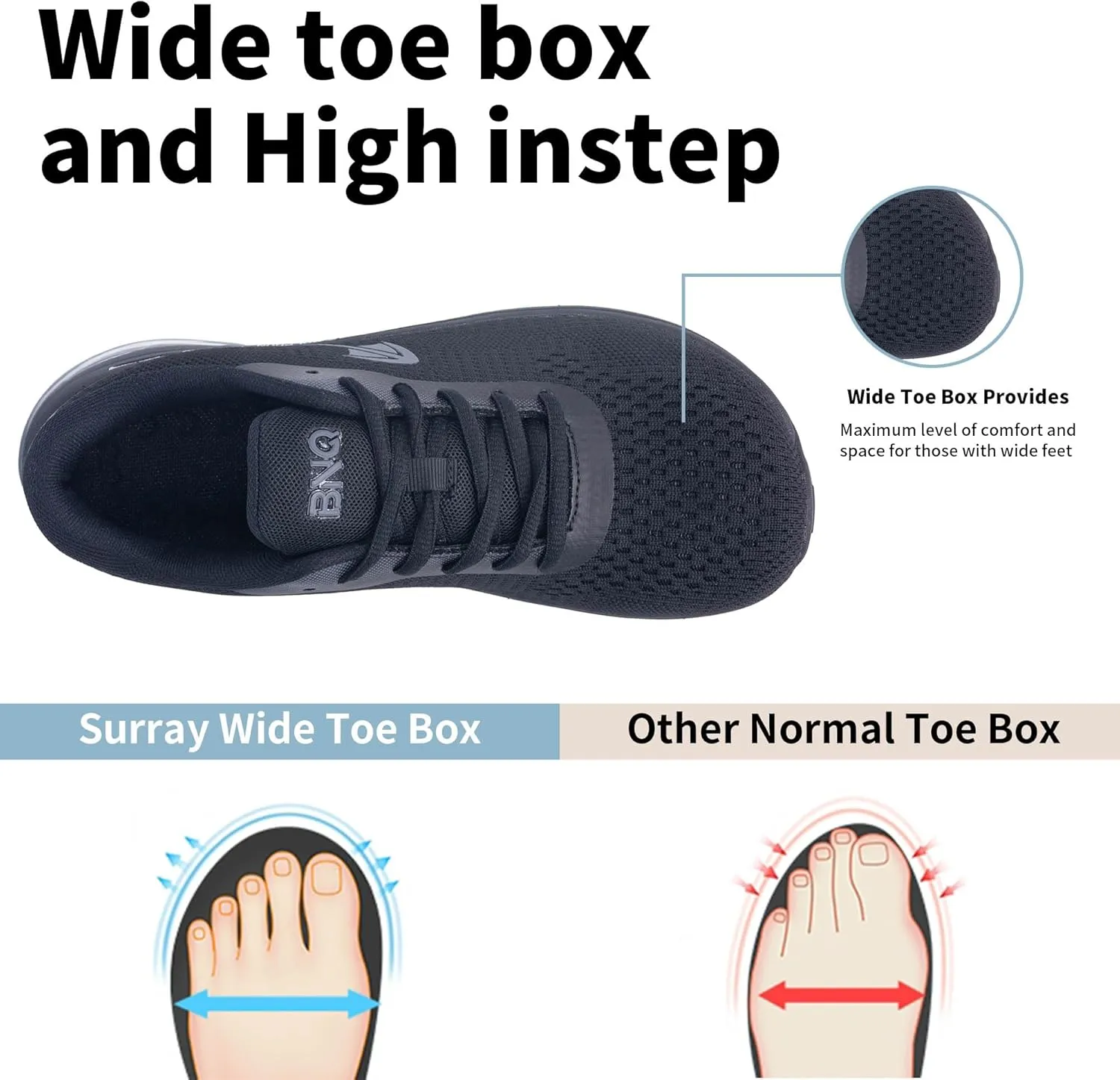 SURRAY Women Wide Toe Box Walking Shoes with Arch Support Air Tennis Running Sneakers Extra Wide Width Woman Shoe for Plantar Fasciitis Flat Foot Heel Pain Relief US Size 6-11
