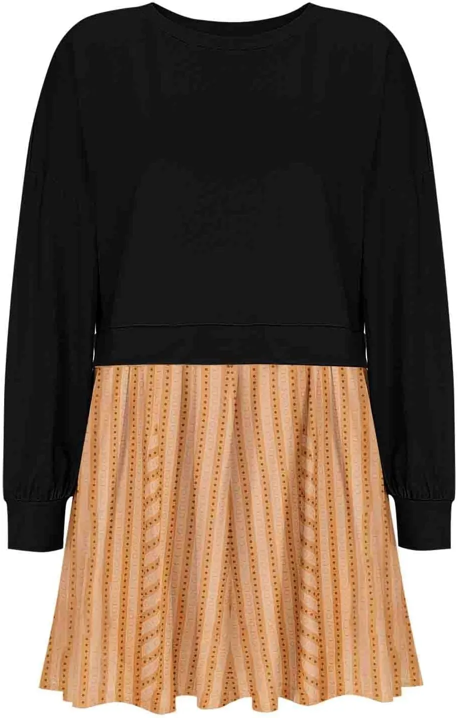 Sweatshirts Dresses for Women Crewneck Long Sleeve Patchwork Mini Dress Funny Print Graphic Shirt Loose Pullover Tops