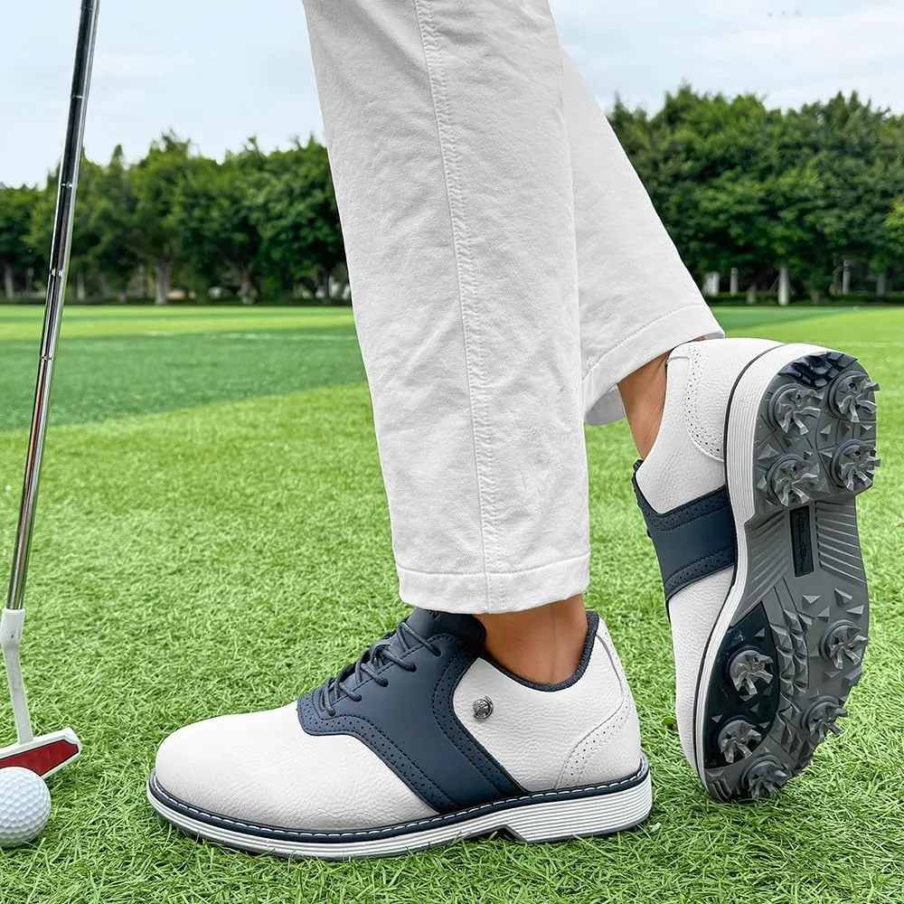 THESTRON Men Professional 9 Spikes Golf Shoes Waterproof Golf Training Sneakers Turf Walking Sneakers Male Spikes Golf Footwears Comfort Golfing Wears