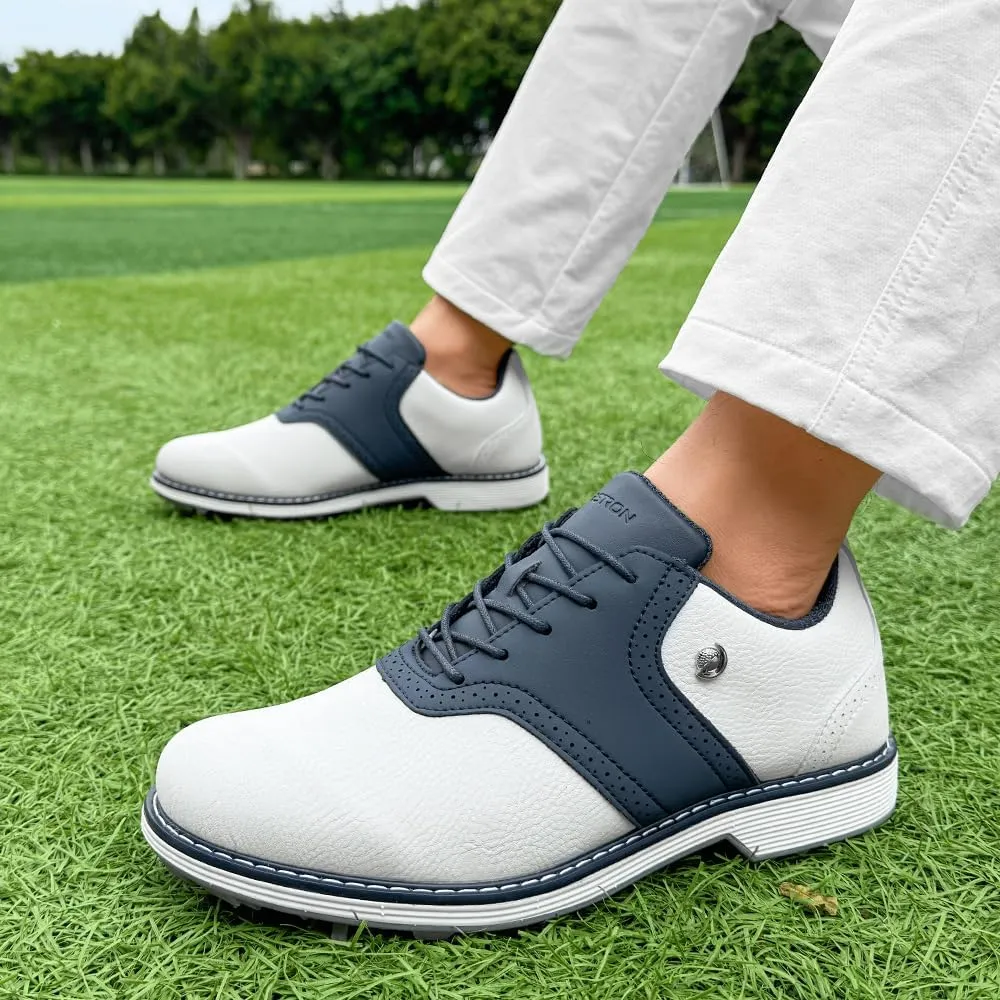 THESTRON Men Professional 9 Spikes Golf Shoes Waterproof Golf Training Sneakers Turf Walking Sneakers Male Spikes Golf Footwears Comfort Golfing Wears