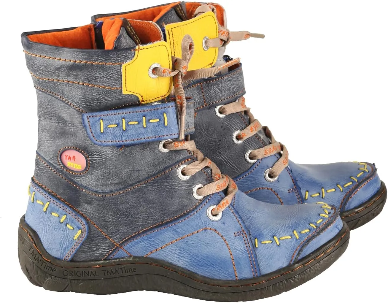 TMA EYES Women's Leather Casual Ankle Boots Fashion Non-slip With Side Zipper Design