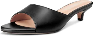 TNYNFBEB Womens Low Kitten Heel Open Toe Sandals Mules Shoes Slingback Prom Party Dress Summer 1.4 Inches Heels