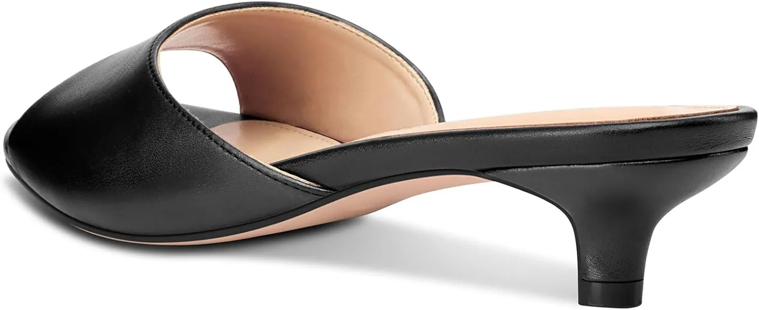 TNYNFBEB Womens Low Kitten Heel Open Toe Sandals Mules Shoes Slingback Prom Party Dress Summer 1.4 Inches Heels