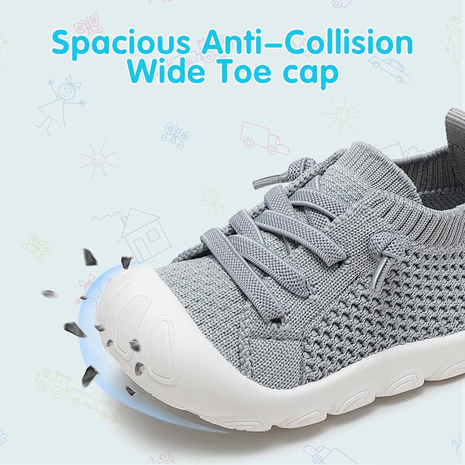 Toddler Baby Girls Boys Shoes Toddler Walking Sneakers Kids Barefoot Slip on Tennis Infant Shoes Lightweight Breathable for First Babies