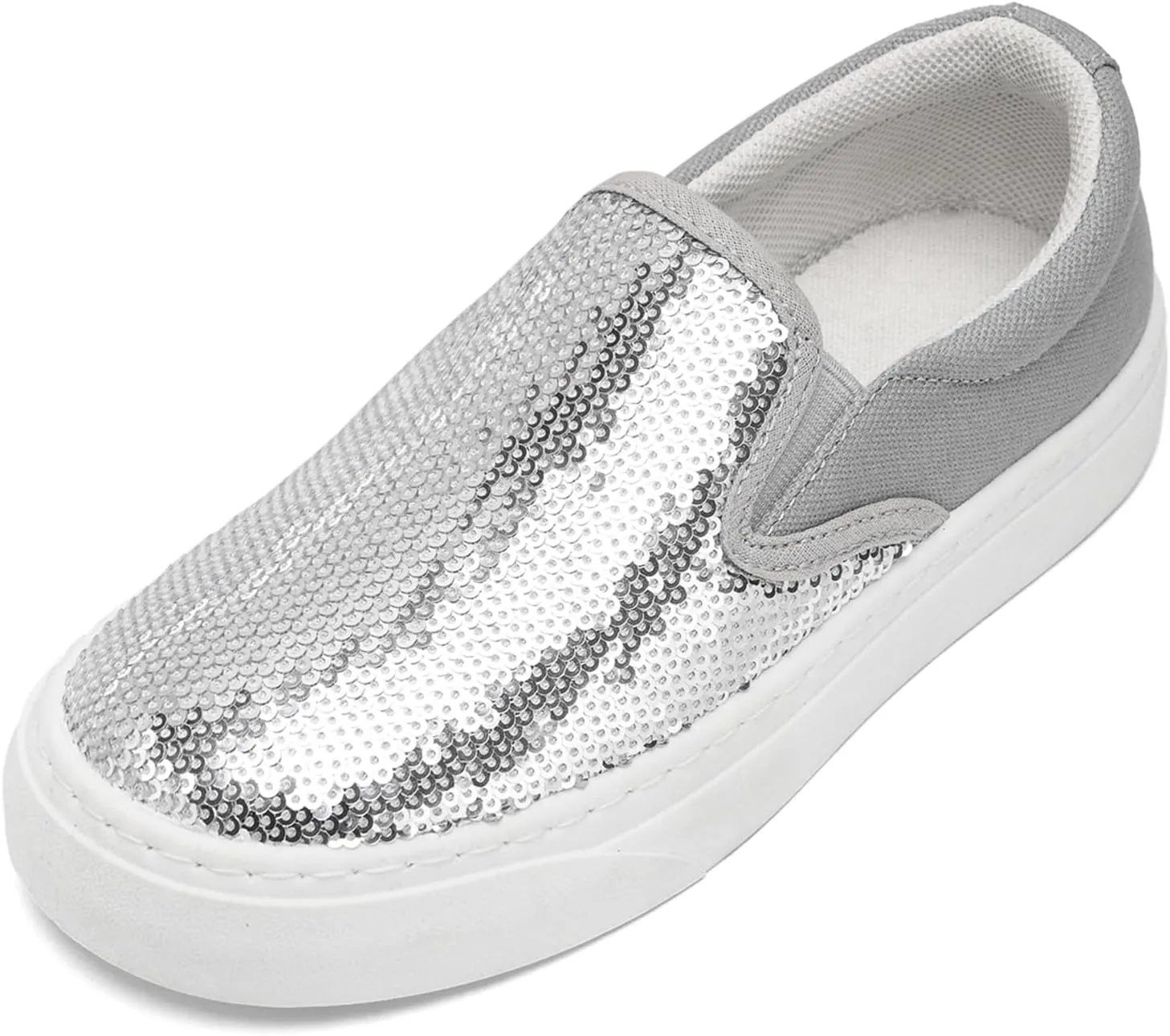 Toddler Girls and Boys Sneakers Canvas Low Top Slip On Casual Sparkle Sequins Walking/Running Shoes